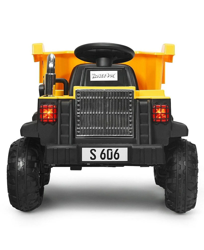 Sugift 12V Kids Ride On Dump Truck with Electric Bucket and Dump Bed