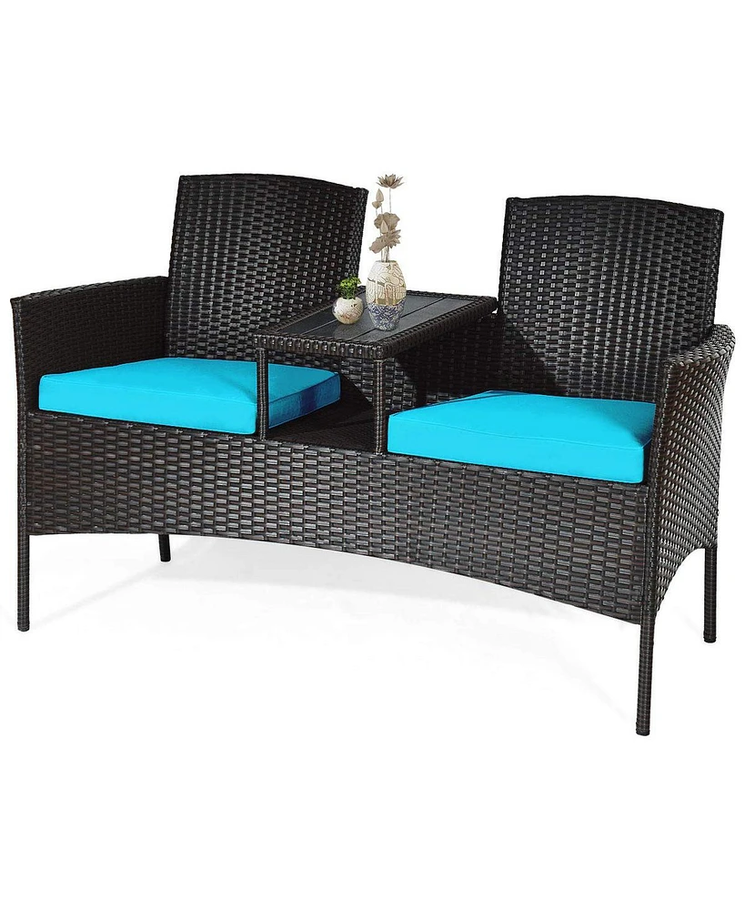 Sugift Patented Modern Patio Set with Built-in Coffee Table and Cushions