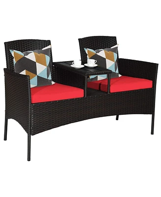Sugift Patented Modern Patio Set with Built-in Coffee Table and Cushions