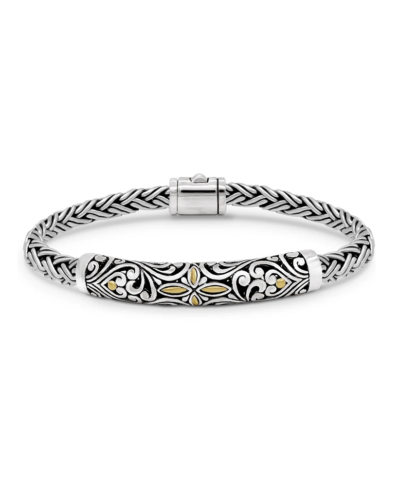 Devata Bali Filigree with Paddy Oval 5mm Chain Bracelet in Sterling Silver and 18K Gold