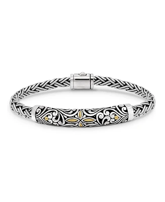 Devata Bali Filigree with Paddy Oval 5mm Chain Bracelet in Sterling Silver and 18K Gold