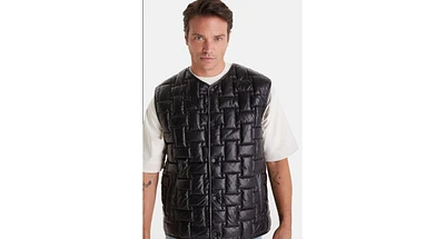 Furniq Uk Men's Genuine Leather Vest, Black