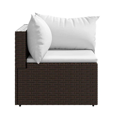 vidaXL Patio Corner Sofa with Cushions Poly Rattan