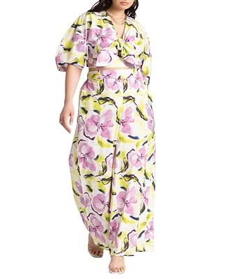 Eloquii Plus Size Wide Leg Printed Pant