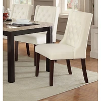 Streamdale Furniture Modern Faux Leather White Tufted Set Of 2 Chairs Dining Seat Chair