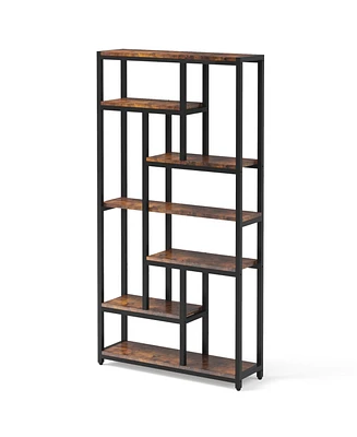 Tribesigns 79 Inch Extra Tall Bookshelf, 7-Tier Vintage Bookcase, Industrial 10-Shelf Open Storage Shelves Display Shelves Organizer for Home Office