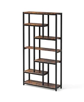 Tribesigns 79 Inch Extra Tall Bookshelf, 7-Tier Vintage Bookcase, Industrial 10-Shelf Open Storage Shelves Display Shelves Organizer for Home Office