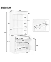 83.4"Tall Bookshelf Suite, Modern Bookcase Suite With Led Lighting