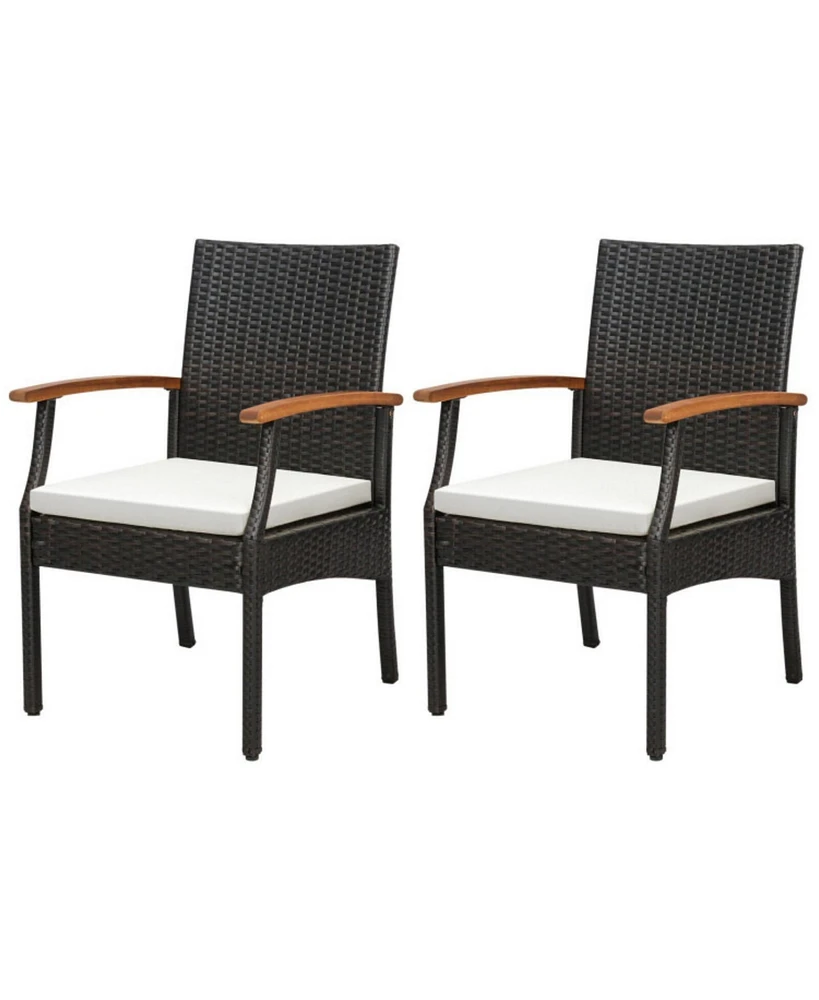 Sugift Set of 2 Patio Dining Chair with Soft Zippered Cushion