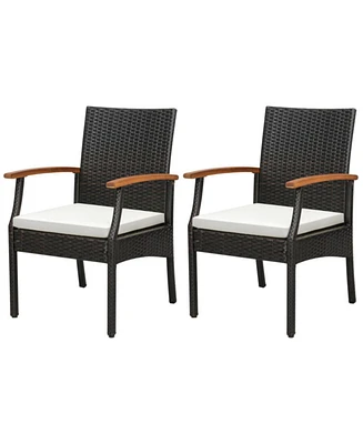 Sugift Set of 2 Patio Dining Chair with Soft Zippered Cushion