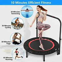 Sugift 40 Inch Mini Exercise Trampoline Foldable with Adjustable Handle Max Load 440lbs for Adults or Kids