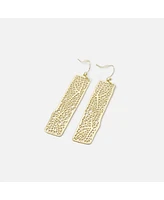 sanctuaire Rectangle Geometric Floral Drop Earrings Gold