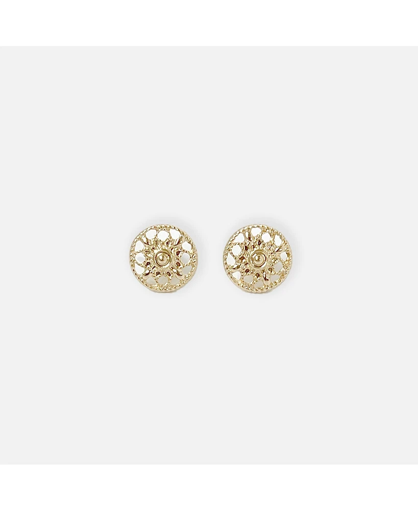 sanctuaire Filigree Stud Earrings Gold