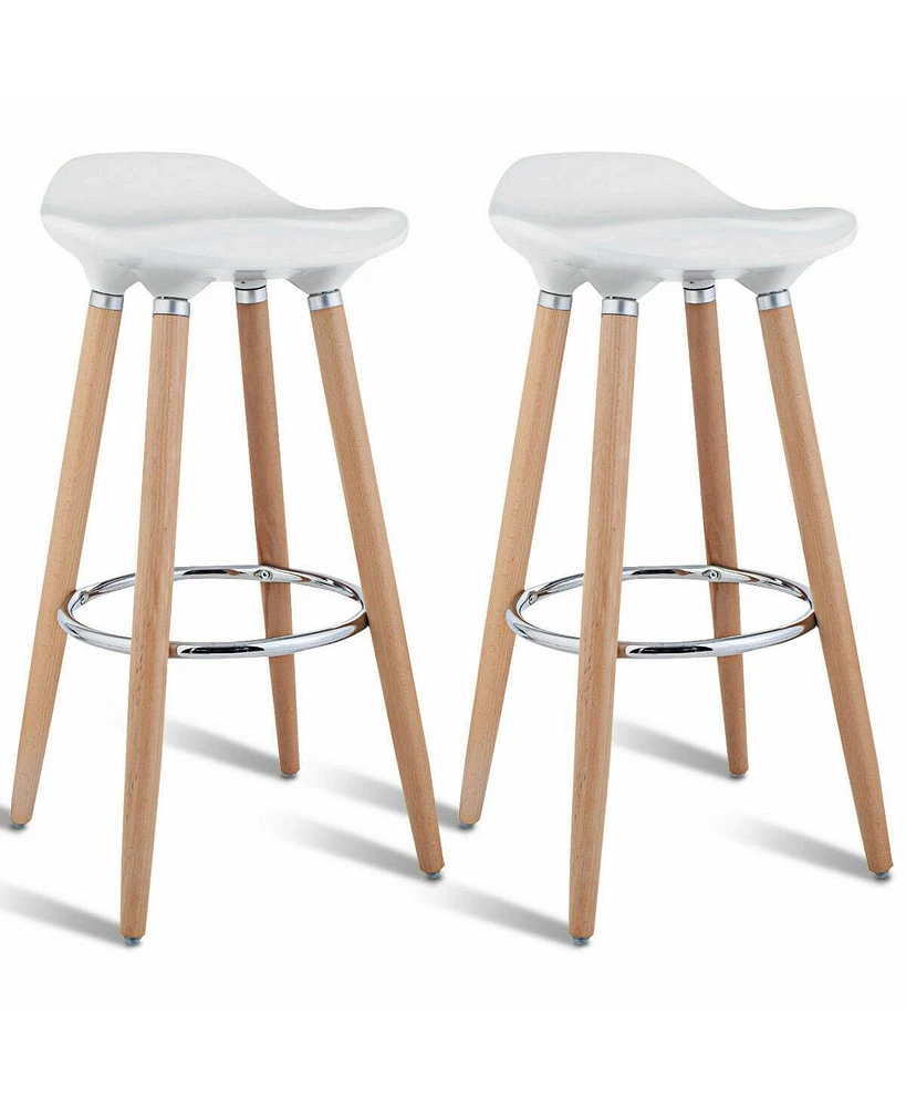 Sugift Set of 2 Abs Bar Stools with Wooden Legs