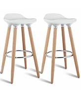 Sugift Set of 2 Abs Bar Stools with Wooden Legs