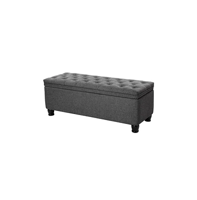 Slickblue Storage Ottoman Tufted Entryway Bedroom, Hinges Easy Lid Operation, Wooden Legs, Linen-look Cover