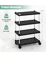 Sugift 4-Tier Kitchen Slim Storage Cart with Lockable Wheels