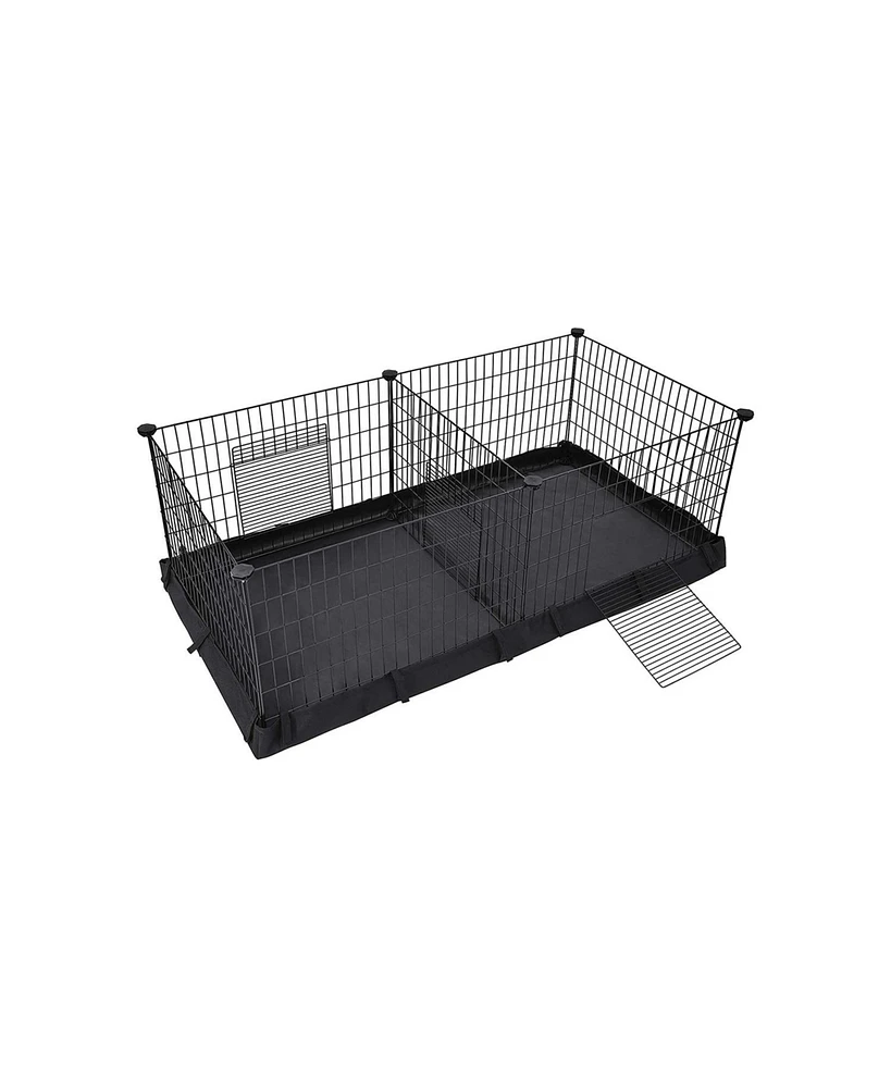 Slickblue Pet Playpen, Small Animal Cage, Exercise Pen and Enclosure with Divider Panel for 2 Separate Spaces