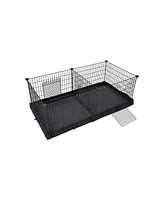 Slickblue Pet Playpen, Small Animal Cage, Exercise Pen and Enclosure with Divider Panel for 2 Separate Spaces