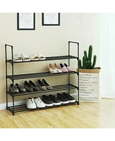 Slickblue 4-Tier Shoe Rack Shoe Tower Shelf Storage Organizer Cabinet Grey