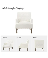Mcgavock Traditional Wooden Upholstered Accent Chair with Tufted Back