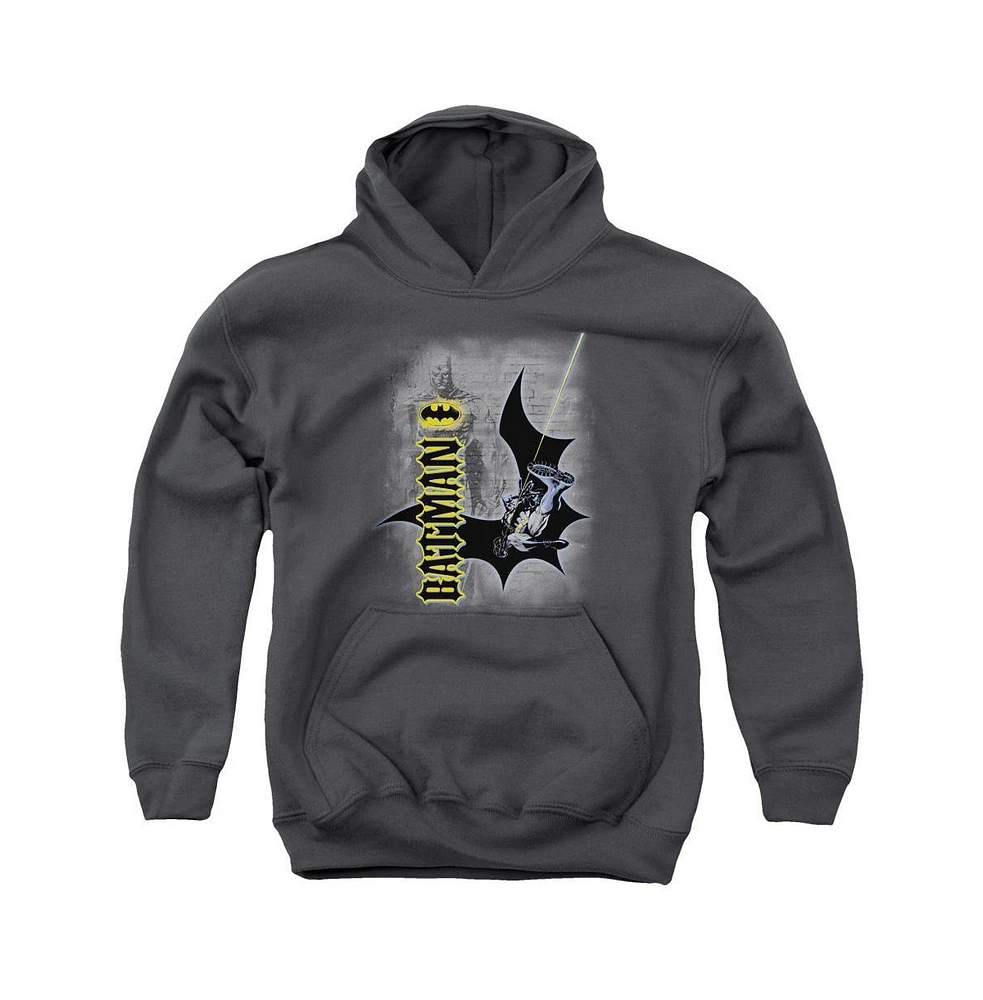 Batman Boys Youth Swing Into Action Pull Over Hoodie / Hooded Sweatshirt