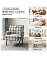 Ruarc Farmhouse Upholstered Armchair - Plaid Design Accent Chair