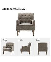 Mcgavock Traditional Wooden Upholstered Accent Chair with Tufted Back