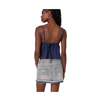 Women's Linen Look Open Back Top