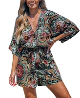 Cupshe Women's Paisley Surplice Half Sleeve Romper