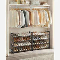 Slickblue 8-Tier Shoe Rack, Set of 2 Stackable 4-Tier Organizers, Metal Mesh Shelf Storage