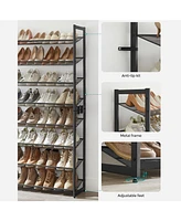 Slickblue 8-Tier Shoe Rack, Set of 2 Stackable 4-Tier Organizers, Metal Mesh Shelf Storage