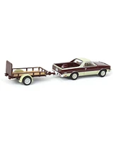 Greenlight 1/64 Chevrolet El Camino, Maroon, with Utility Trailer, Hitch & Tow