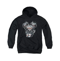 Superman Boys Youth V Twin Logo Pull Over Hoodie / Hooded Sweatshirt