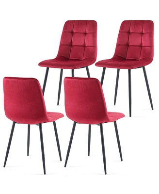 Simplie Fun Wine Velvet Dining Chairs Set Of 4, Modern Kitchen Dining Room Chairs