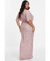 Quiz Plus Embellished Angel Sleeve Maxi Dress