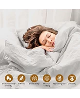 Superior Cotton Linen Blend Solid 3-Piece Duvet Cover Set