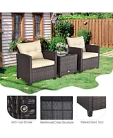 Vebreda Sugift 3 Pieces Rattan Patio Furniture Set with Washable Cushion