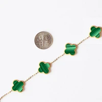 The Lovery Large Malachite Clover Necklace 14K Gold