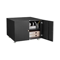 Office Furniture Copier Cabinet Black 2 Door Steel Copier Stand Mobile Pedestal File Printer Stand
