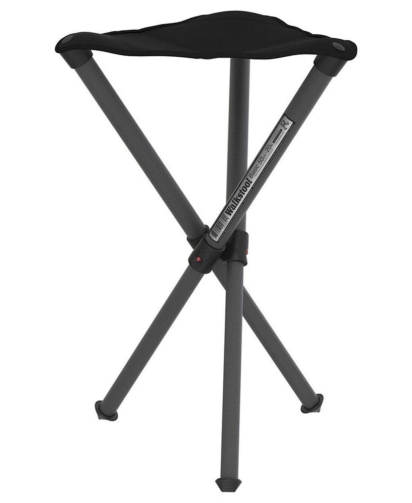 Walkstool Basic Model - Black and Silver - 3 Legged Folding Stool in Aluminium - Height 20" (50 cm) - Maximum Load 330 Lbs - Made in Sweden