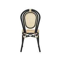 Merrick Lane Toulon Set Of Four Stacking Thonet Bistro Style Chair, Pe Cane Rattan Seat, And Metal Frame For Indoor/Outdoor Use