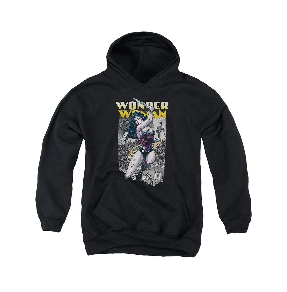 Justice League Boys of America Youth Wonder Woman Slice Pull Over Hoodie / Hooded Sweatshirt