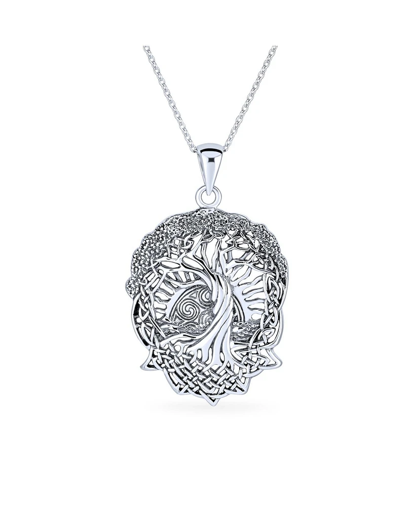 Bling Jewelry Large Rising Sun Celtic Knot Hope Tree Of Life Pendant Necklace For Women Tree Roots Of Family Life .925 Sterling Silver
