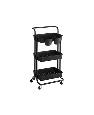 Slickblue 3-tier Storage Cart, Storage Trolley with Handle 2 Small Organizers