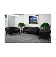 Leathersoft Reception/Living Room Loveseat With Cherry Wood Feet