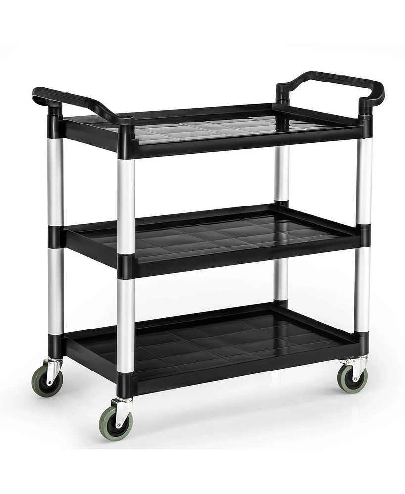 Costway 3-Shelf Service Cart Aluminum Frame 490lbs Capacity with Casters & Handles