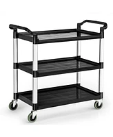 Costway 3-Shelf Service Cart Aluminum Frame 490lbs Capacity with Casters & Handles