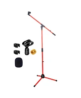 5 Core Tripod Mic Stand Floor Adjustable 18 to 72 Inches Sturdy Boom Arm Holder Microphone Stands Pedestal Para Microfono for Singing Ms 080 Red