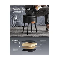 Slickblue Storage Ottoman Vanity Stool with Steel Legs